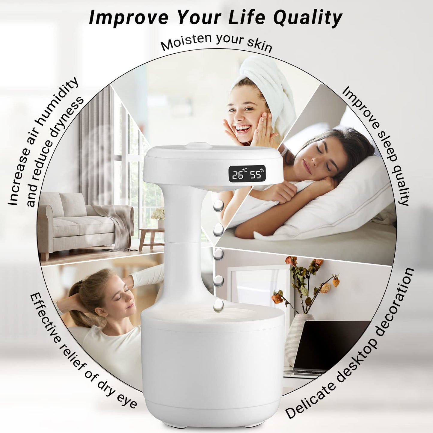 Anti-Gravity Water Droplet Humidifier
